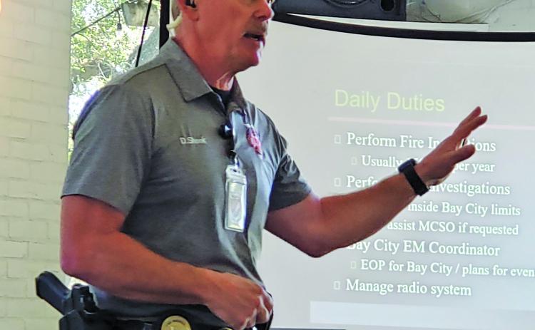Bay City Fire Marshal Dan Shook was LEPC’s guest speaker. Sentinel Photo/Jessica Shepard
