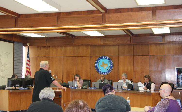 Sentinel Photo/MaLinda Reddell Former 2018 charter commission review member Jerry Evans addresses City Council during a workshop on possible City Charter propositions Monday, Feb. 10, at City Hall.
