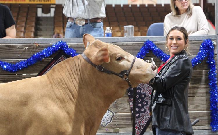 Sentinel Photo/MaLinda Reddell Matagorda County Fair and Livestock Association's Livestock 2025 Grand Champion steer was shown by Van Vleck FFA member Kenzie Brown