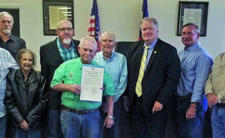 Sentinel Photo/Mike Reddell The county proclaimed April 27-May 4 as Texas Soil and Water Stewardship Week at Monday’s meeting.