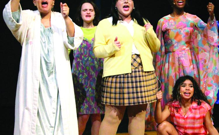 Sentinel Photo/Jessica Shepard Several "Hairspray: The Broadway Musical" cast members run through "The Big Dollhouse" song during rehearsals Monday night. The catchy tune is just one of many moments in the play.