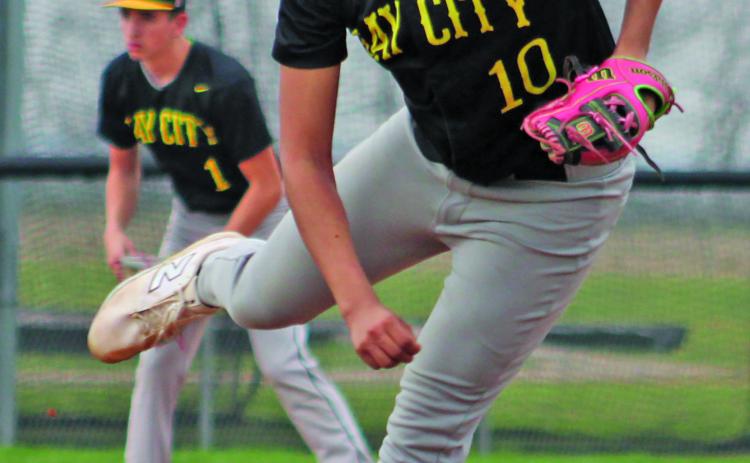Sentinel Photo/Mike Reddell Blackcat pitcher Aaron Burciaga (10) in action vs. Van Vleck