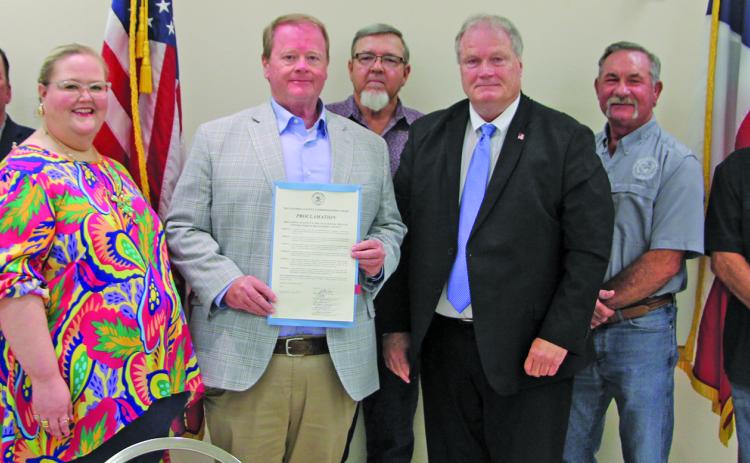 Matagorda County Commissioners Court proclaimed Aug. 2-8, 2026, as National Health Center Week in Matagorda County. Vibrance Health representatives were present for a photo with court members. Sentinel photo Mike Reddell